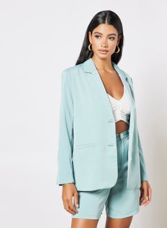 Buy Relaxed Fit Blazer Blue in Saudi Arabia