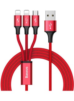 Buy Rapid Series 3-In-1 Cable Micro+Dual Lightning 3A 1.2M Red in Egypt