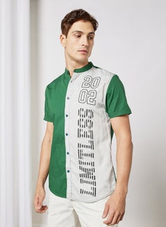 Buy Regular Fit Short Sleeve Shirt White,Green in UAE