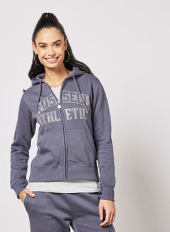 Buy Logo Zip-Through Hoodie Grey/Blue in Saudi Arabia