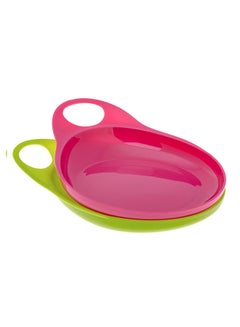 Buy 2-Piece Easy-Hold Plates - Pink/Green in UAE