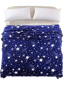 Buy Silky Soft Stars Printed Single Blanket Microfiber Blue/White in UAE