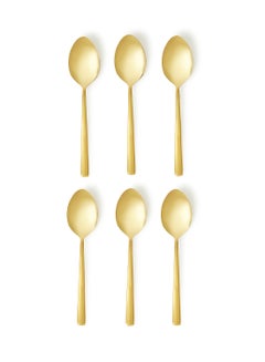 Buy 6 Piece Teaspoons Set - Made Of Stainless Steel - Silverware Flatware - Spoons - Spoon Set - Tea Spoons - Serves 6 - Design Gold Spade Gold Spade 6 Pc Tea Spoon in UAE