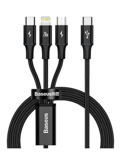 Buy Rapid Series 3-In-1 Fast Charging Data Cable Type-C To C+L+C Pd 20W 1.5M Black in UAE