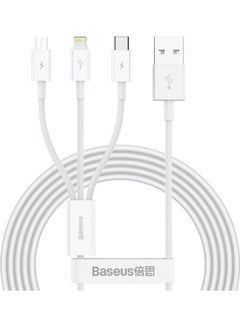Buy Superior Series Fast Charging Data Cable Usb To M+L+C 3.5A 1.5M White in Saudi Arabia