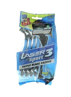 Buy 14 Piece Laser Sport 3 Triple Blade Razors Blue/Black in UAE