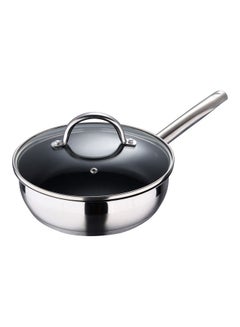 Buy Gourmet Stainless Steel Non-Stick Induction Bottom Frying Pan With Lid Silver 30cm in UAE