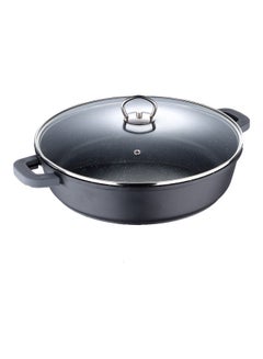 Buy Classic Novum Non-Stick Induction Bottom Shallow Pot With Lid Black/Clear 32cm in UAE