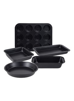 Buy 5-Piece Orion Carbon Steel Non-Stick Bakeware Set Black in UAE