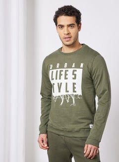 Buy Regular Fit Sweatshirt Olive in UAE