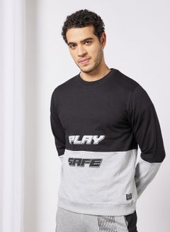 Buy Regular Fit Sweatshirt Grey/Black in UAE