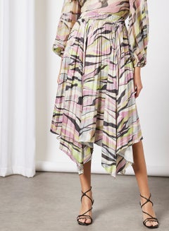 Buy Pleated High-Low Hem Shirt Multicolour in Saudi Arabia