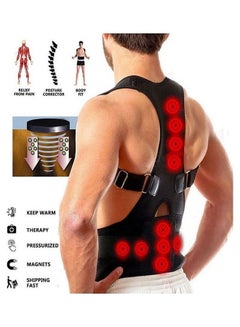 Buy Magnetic Posture Support Corrector Back Brace Belt M in UAE