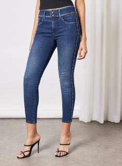 Buy High-Waist Crop Skinny Jeans Blue in Saudi Arabia