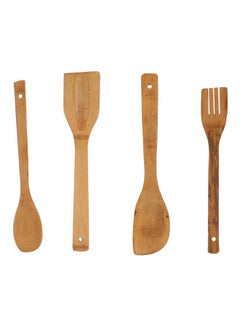 اشتري Set Of Wooden Spoons 4 Pieces بني في السعودية