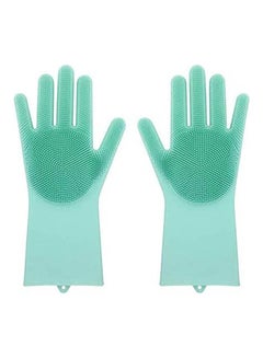 Buy Magic Silicone Gloves With Wash Scrubber Heat Resistant For Cleaning, Household, Washing The Car, Washing Pets Blue in Egypt