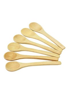 Buy 6Pcs Wooden Ecofriendly Soup Tea Coffee Spoon Brown in UAE