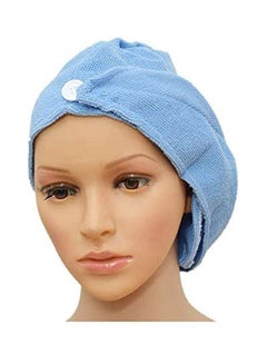 Buy 2 PCS Microfiber Bath Bathing Quick Dry Hair Magic Drying Turban Wrap Towel Hat Blue in Egypt