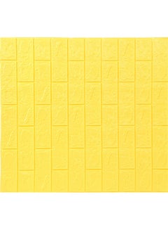 Buy Self Adhesive Waterproof 3D PE Foam Wallpaper Yellow 70x77x0.5cm in UAE