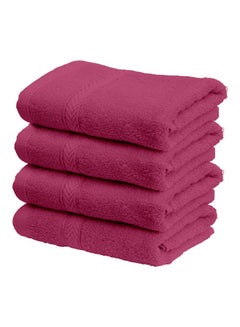 Buy 4-Piece Fast Absorbent Hand Towel Set Fuschia Pink 40 x 70cm in UAE