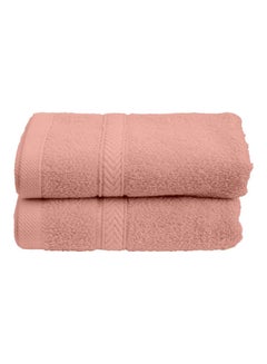 Buy 2-Piece Fast Absorbent Hand Towel Set Peach 40 x 70cm in UAE