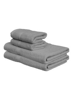 Buy 4-Piece Fast Absorbent Towel Set Grey 70 x 140cm in UAE