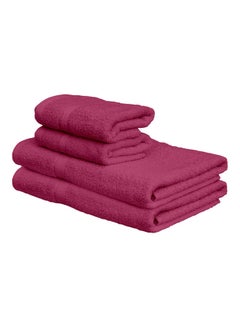 Buy 4-Piece Fast Absorbent Towel Set Fuschia Pink 70 x 140cm in UAE