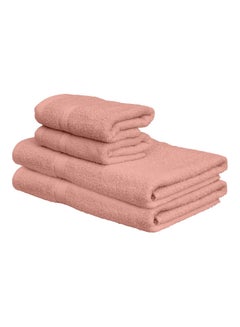 Buy 4-Piece Fast Absorbent Towel Set Peach 70 x 140cm in UAE