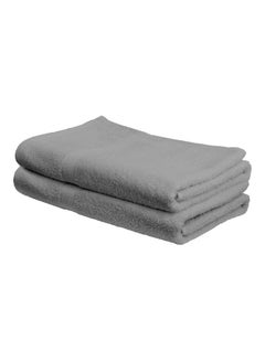 Buy 2-Piece Fast Absorbent Bath Towel Set Grey 70 x 140cm in UAE