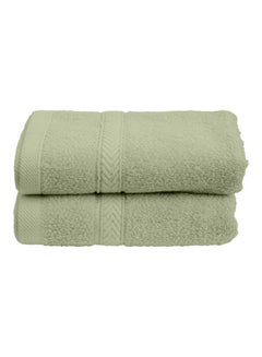 Buy 2-Piece Fast Absorbent Hand Towel Set Sage Green 40 x 70cm in UAE