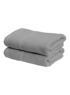 Buy 2-Piece Fast Absorbent Hand Towel Set Grey 40 x 70cm in UAE