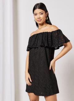 اشتري Paneled Midi Dress Black في السعودية