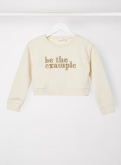 Buy Girls Glitter Cropped Sweatshirt Beige in Egypt