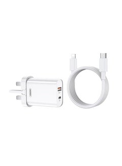 Buy Dual Port Fast Wall Charger With Type C To Lightning Cable White in Saudi Arabia