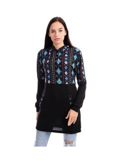 Buy Casual Printed Long Sleeve Blouse Multicolour in Egypt