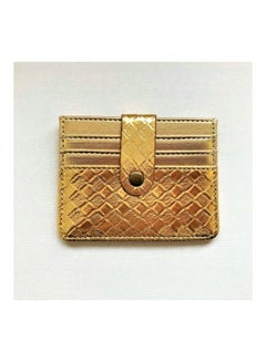 Buy Woven Pattern Card Holder Gold in UAE