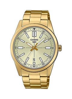 اشتري Men's Gold Dial Stainless Steel Ion Plated Band Analog Wrist Watch MTP-VD02G-9EUDF في مصر