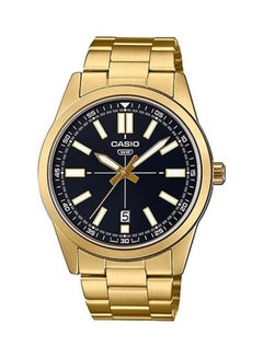 اشتري Men's Black Dial Stainless Steel Gold Ion Plated Band Analog Wrist Watch MTP-VD02G-1EUDF في مصر