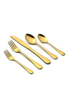 اشتري 20-Piece Stainless Steel Flatware Cutlery Set Gold 25 x 8 x 5cm في السعودية