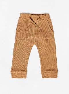 Buy Baby Drawstring Waist Knit Pants Brown in UAE