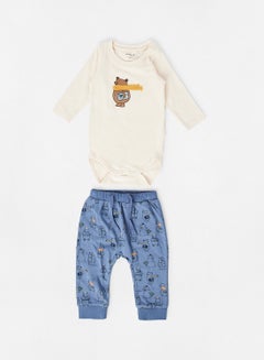 Buy Baby Graphic Pants Set Ivory/Navy in Egypt