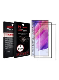 Buy 2-Piece Screen Protector For Samsung Galaxy S22 Ultra 5G Clear/Black in UAE