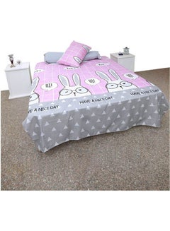 Buy Single Cotton Bed Sheet Set 6 Pcs Cotton Gray-Light Mauve 240×180cm in Egypt