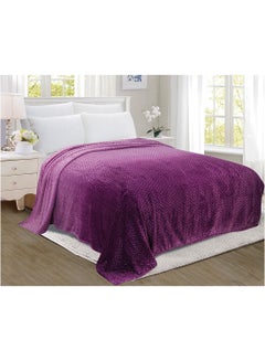 Buy Lightweight Summer Blanket King Size 280 GSM Jacquard Extra Soft Fleece All Season Blanket Bed And Sofa Throw  200 X 220 Cms Purple Purple 200 x 220cm in UAE