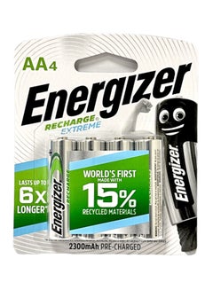 Buy Recharge Extreme AA4 Battery For Digital Camera 4 Piece silver/green in UAE