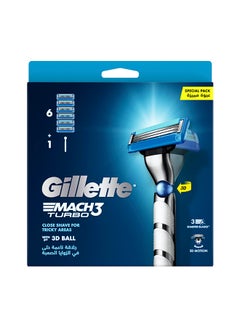 Buy Mach3 Turbo 3D Ball Razor Handle With 6 Blades in UAE