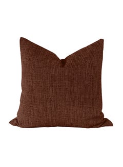 Buy Natural Linen Textured Decorative Cushion Brown 60 x 60cm in Saudi Arabia