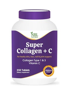 اشتري سوبر كولاجين مع فيتامين C للشعر، والبشرة، والأظافر، والمفاصل - 6000 مجم - 250 قرص في السعودية