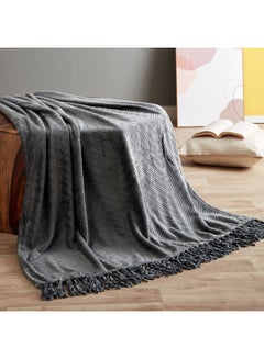 Buy Lavish Embossed Throw Microfiber Grey 130 x 180cm in UAE