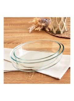 اشتري 2-Piece Bakeology Oval Baking Dish Set Clear 2.4Liters في الامارات